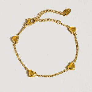 Gold Heart Charm Bracelet